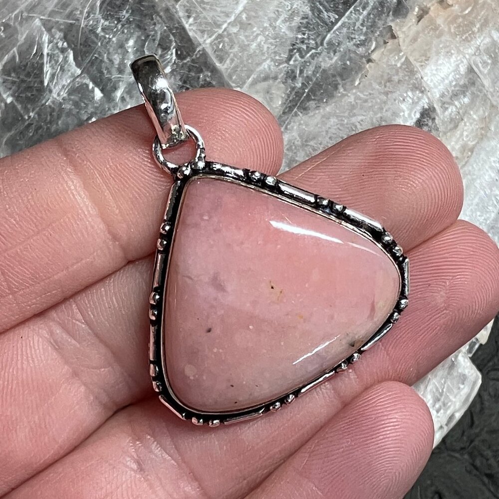 Triangular Pink Opal Pendant Crystal Stone Jewelry - image 3